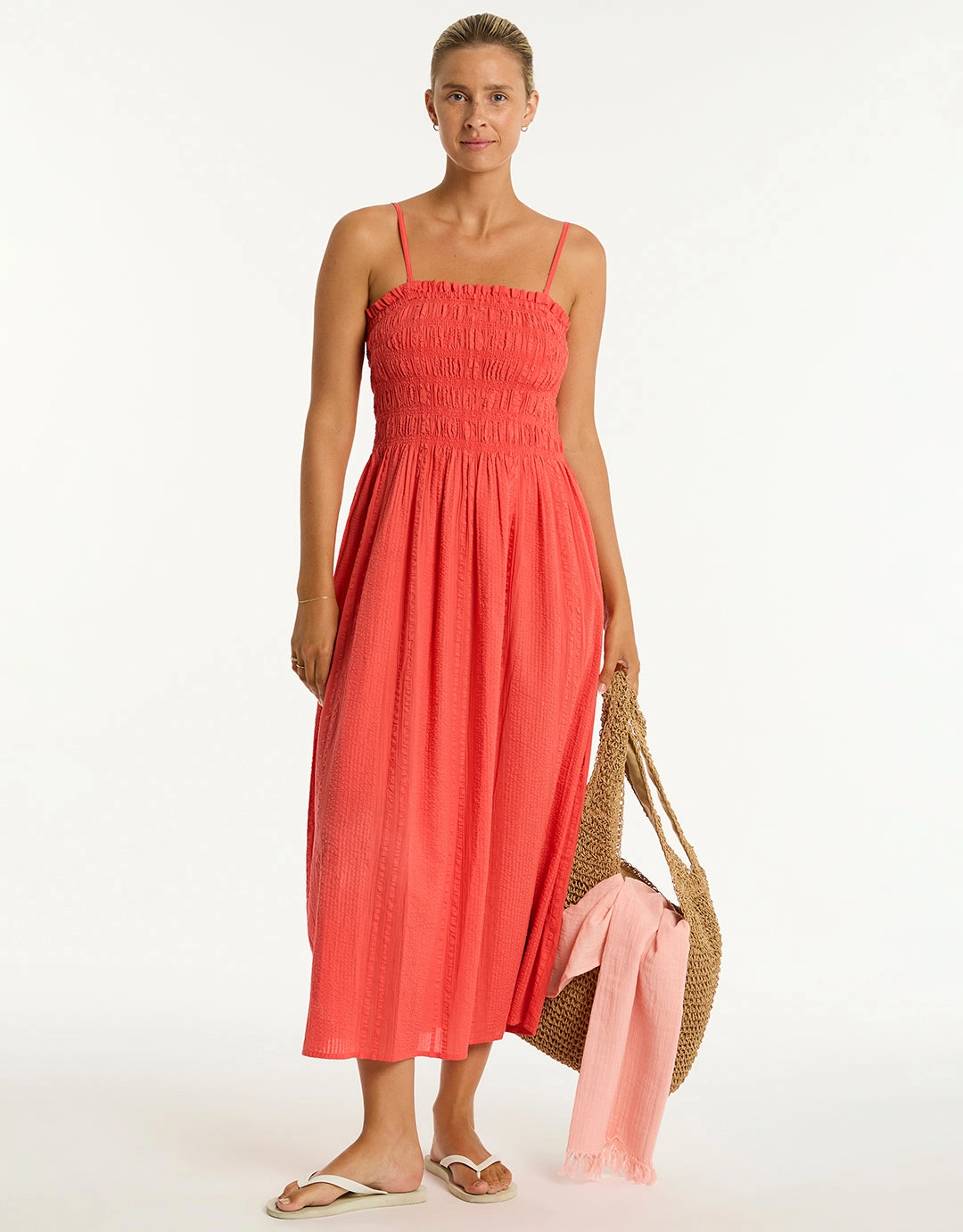 Heatwave Bandeau Dress - Flame
