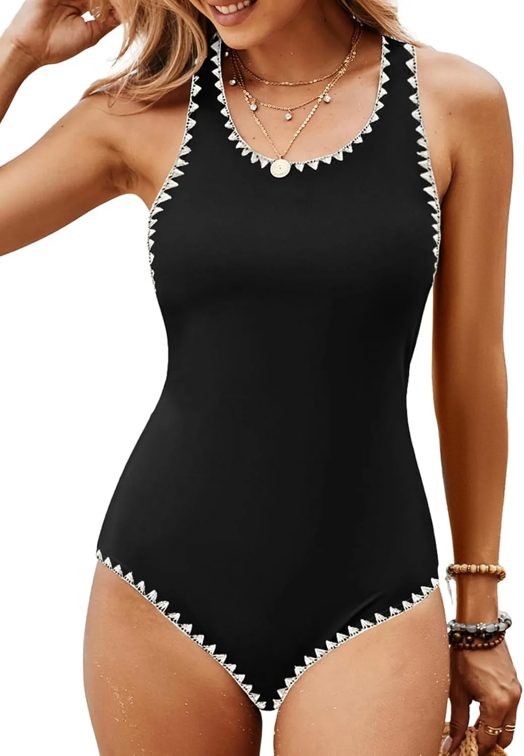 Herseas Women One Piece Swimsuit Crisscross Back Slimming Bathing Suit Tummy Control 2025 Summer Athletic Beachwear