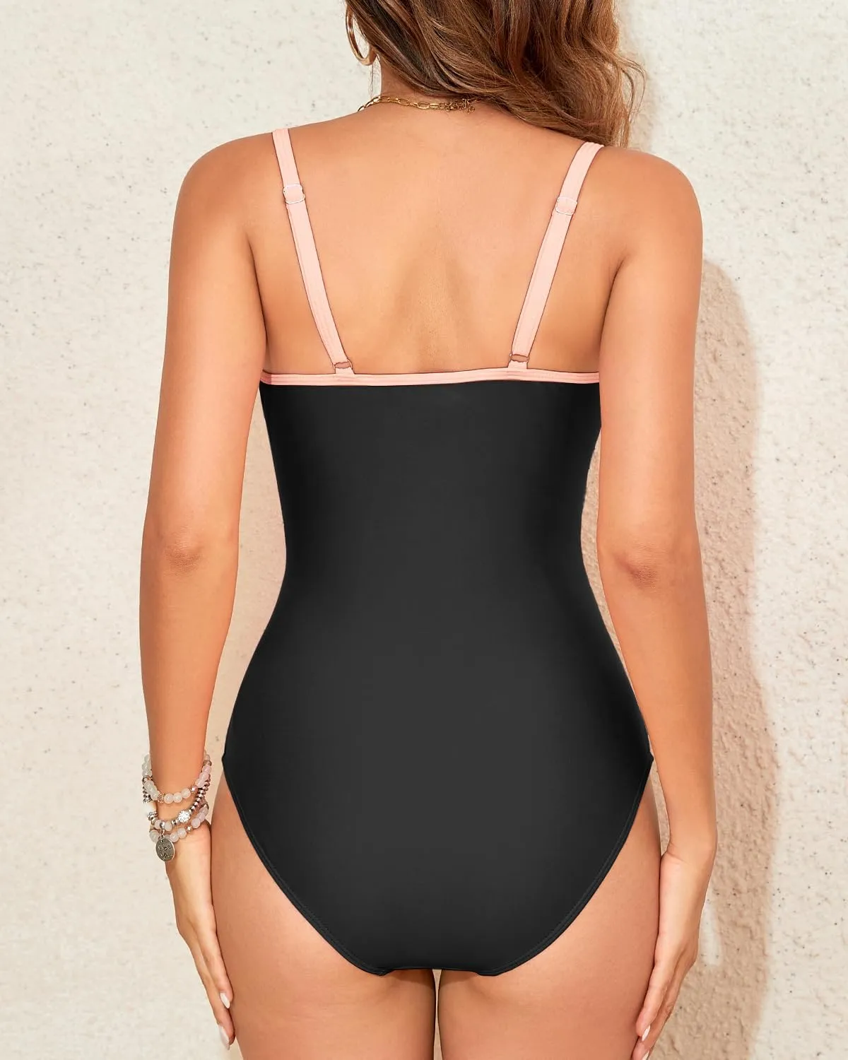 HEYTALALA Women One Piece Swimsuit Tummy Control Bathing Suits Twist Front Cutout V Neck Ruched Slimming Swimwear