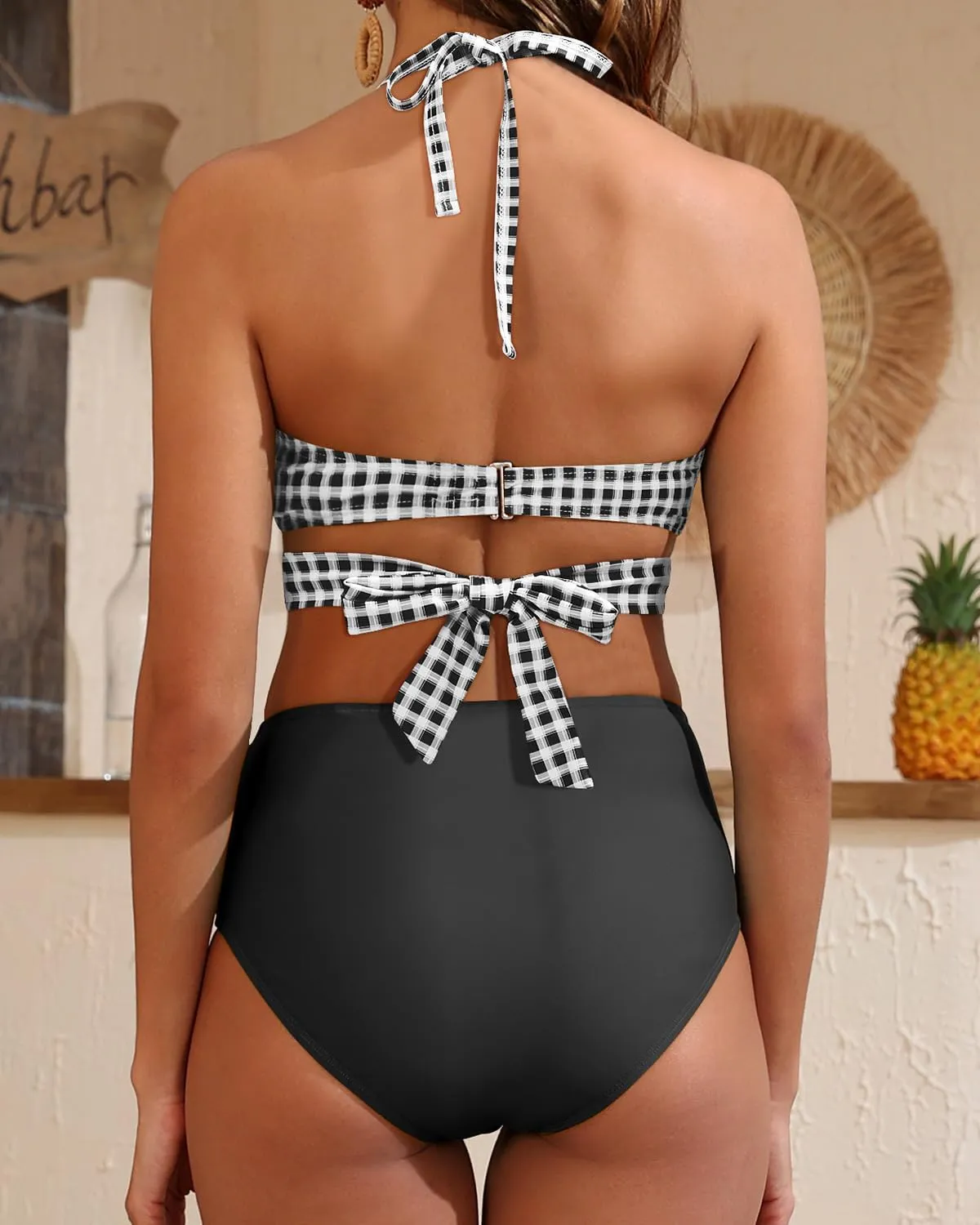High Waisted Underwire Bikini Sets - Women 2025 Two Piece Swimsuits Halter Bathing Suits with Tummy Control Bottom