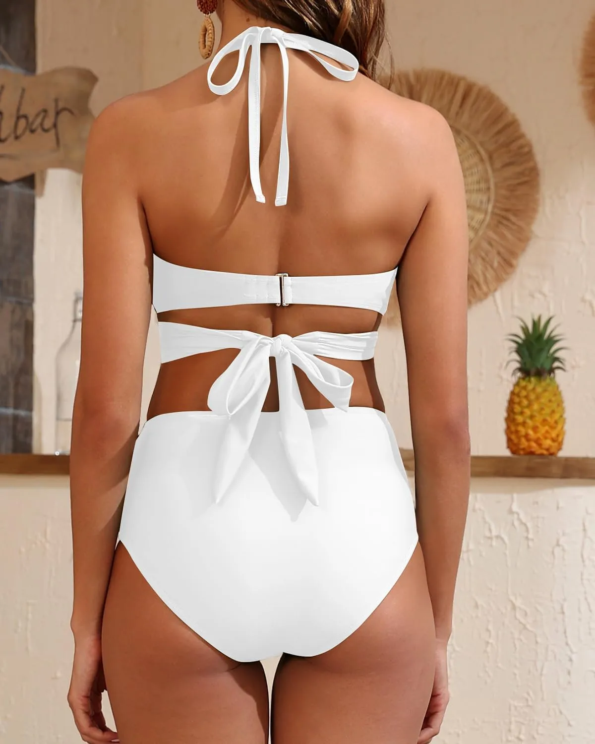 High Waisted Underwire Bikini Sets - Women 2025 Two Piece Swimsuits Halter Bathing Suits with Tummy Control Bottom