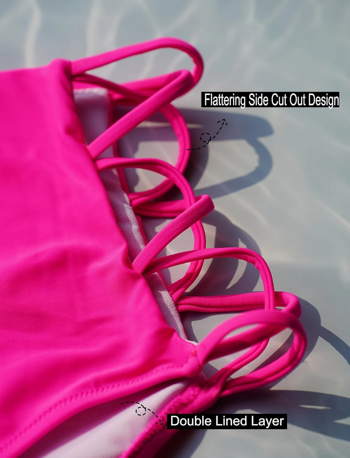 High Waisted Bikini Bottoms for Women Tummy Control Retro Black Full Coverage Strappy Bathing Suit Bottoms