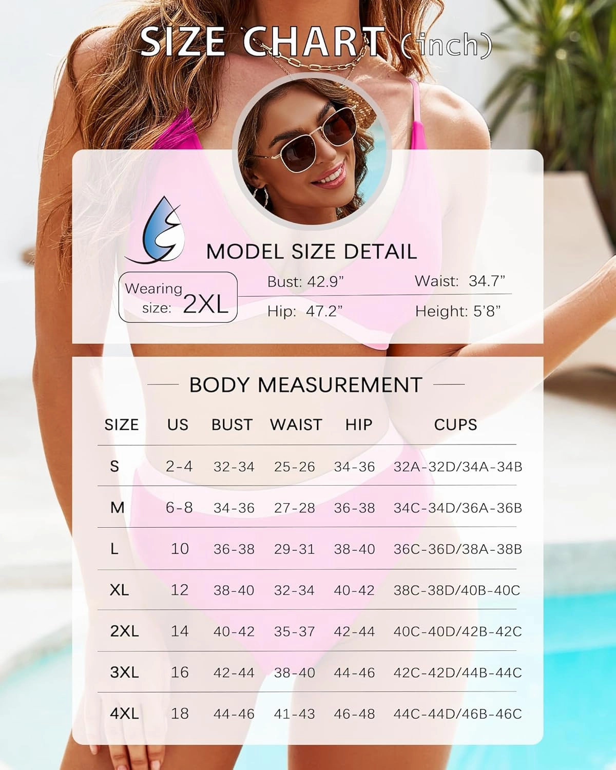 High Waisted Bikini Set for Women Two Piece Tummy Control Bathing Suit V Neck Triangle Swimsuit Color Block
