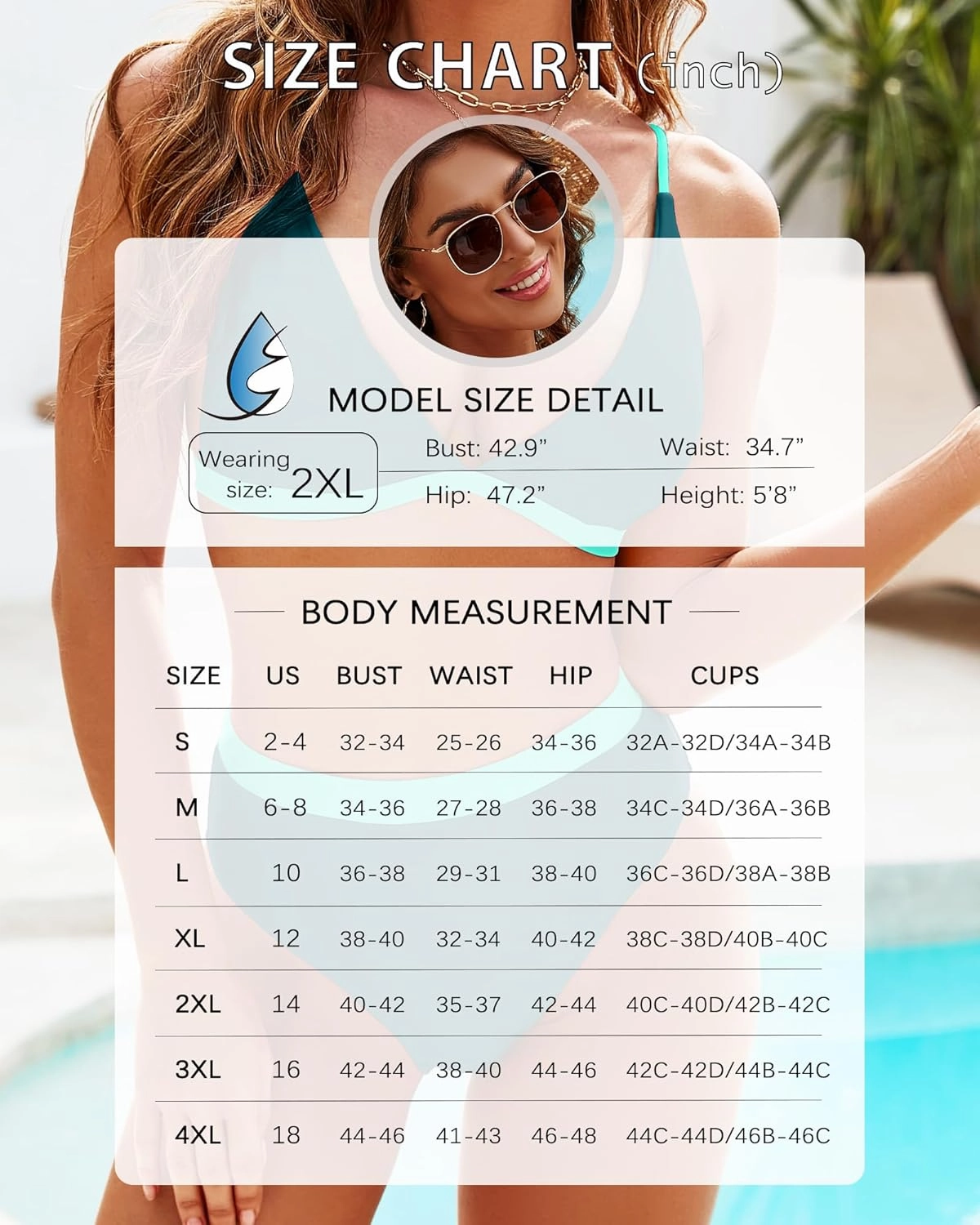 High Waisted Bikini Set for Women Two Piece Tummy Control Bathing Suit V Neck Triangle Swimsuit Color Block