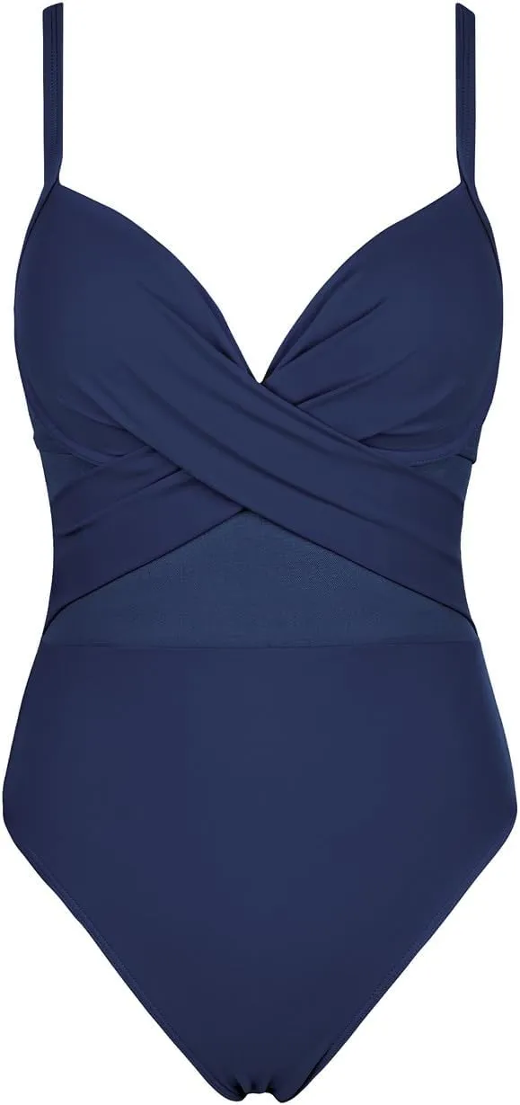 Hilor Underwire One Piece Swimsuits for Women Sexy Cutout Mesh Criss Cross Push Up Bathing Suits
