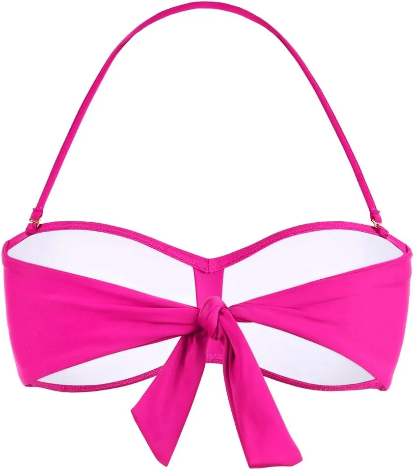 Hilor Women's Strapless Bandeau Bikini Top Halter Swimsuits Twist Push Up Bathing Suits Swim Tops