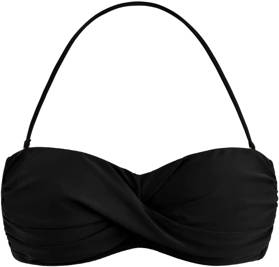 Hilor Women's Strapless Bandeau Bikini Top Halter Swimsuits Twist Push Up Bathing Suits Swim Tops