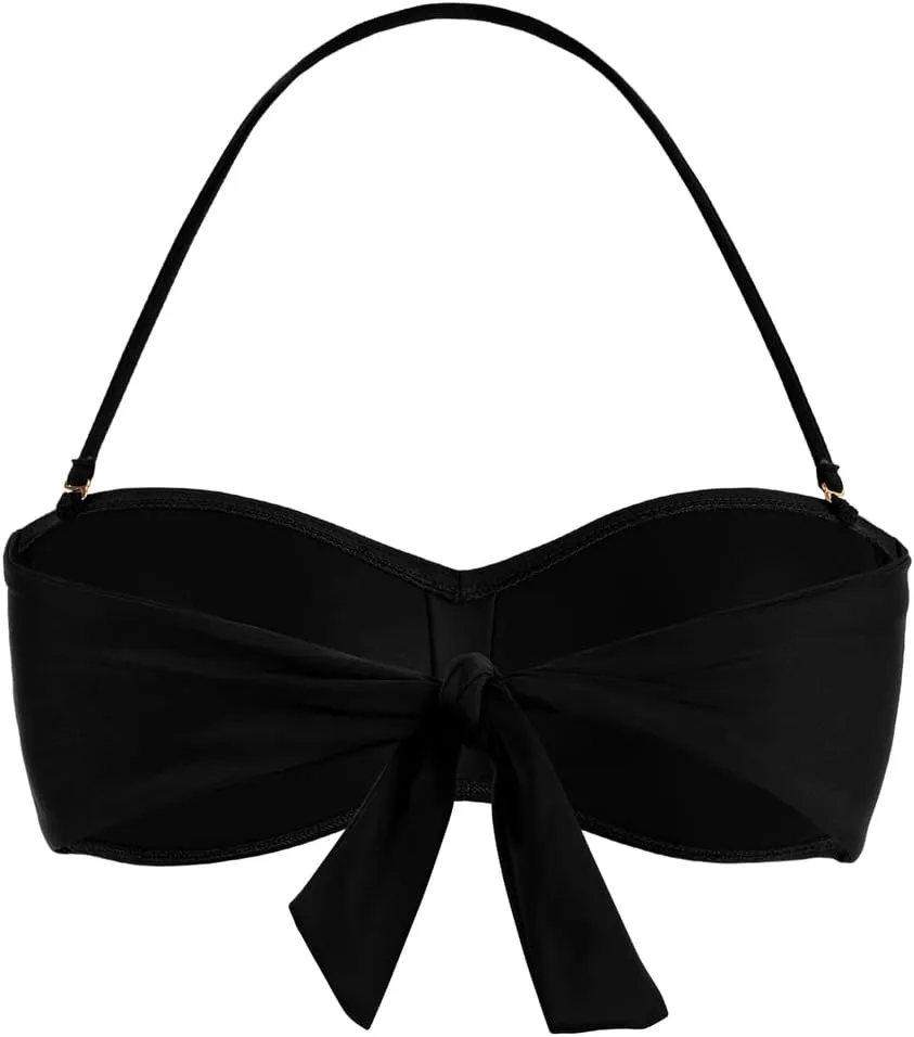 Hilor Women's Strapless Bandeau Bikini Top Halter Swimsuits Twist Push Up Bathing Suits Swim Tops
