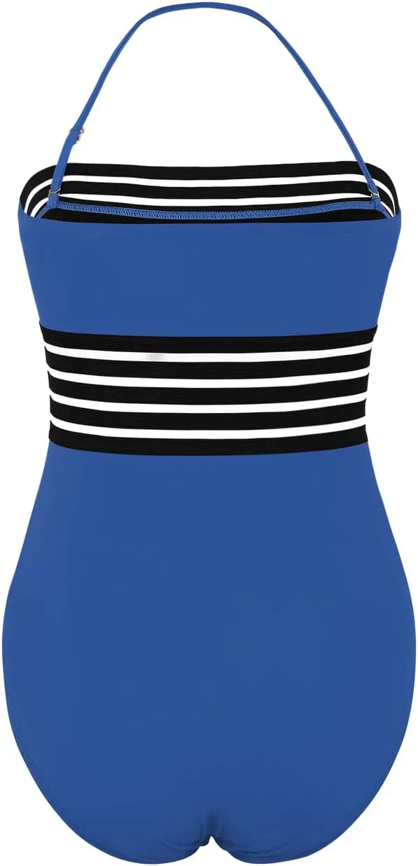 Hilor Women's Strapless One Piece Swimsuits Tummy Control Swimwear Halter Slimming Bathing Suits Monokini