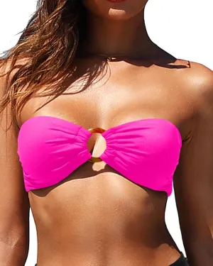 Holipick Bandeau Bikini Top for Women Strapless Swimsuit Tops Only Bathing Suit Tops with Shoulder Straps