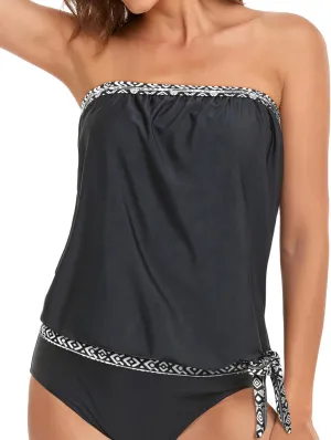 Holipick Strapless Tankini Tops for Women Swimwear Top ONLY Bandeau Bathing Suit Blouson Swimsuit No Bottom