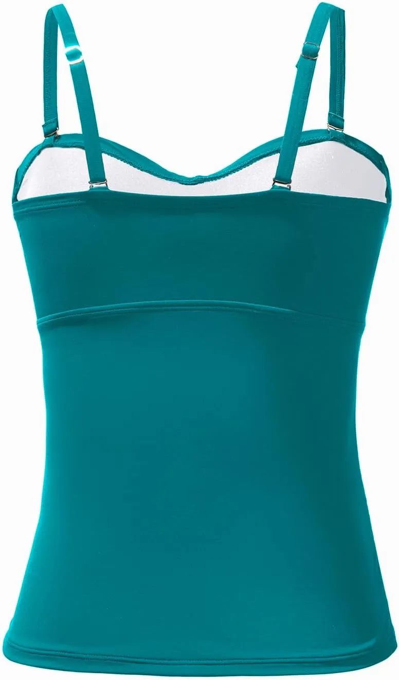 Holipick Tankini Top for Women Twist Front Bandeau Swimsuit Tummy Control Bathing Suit Top Only No Bottom