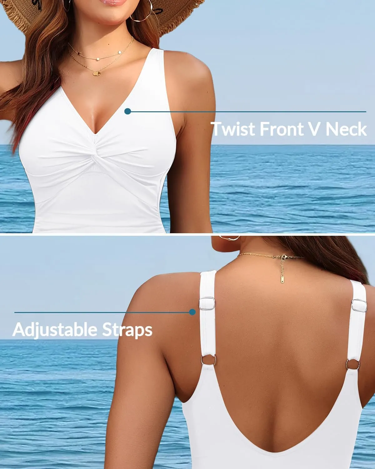 Holipick Women Tummy Control One Piece Swimsuit - Push Up Bathing Suit Full Coverage Slimming Swimwear