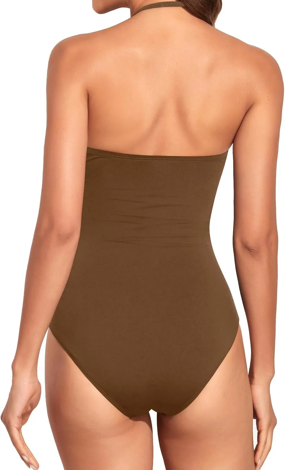Holipick Women Tummy Control One Piece Swimsuits Strapless Bandeau Bathing Suits Slimming Halter Swimwear