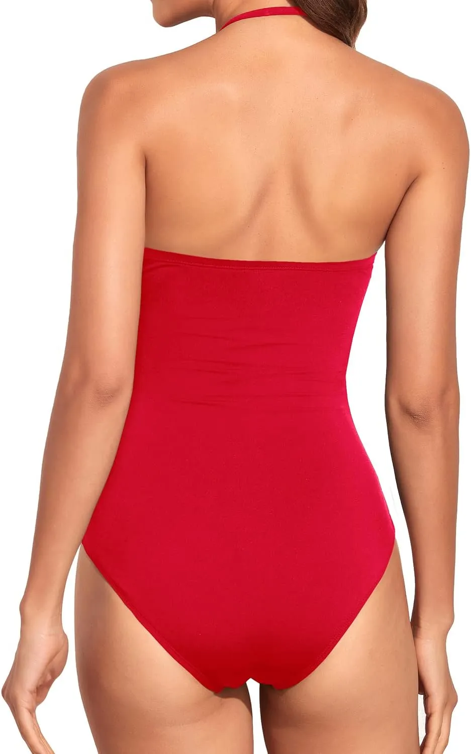 Holipick Women Tummy Control One Piece Swimsuits Strapless Bandeau Bathing Suits Slimming Halter Swimwear