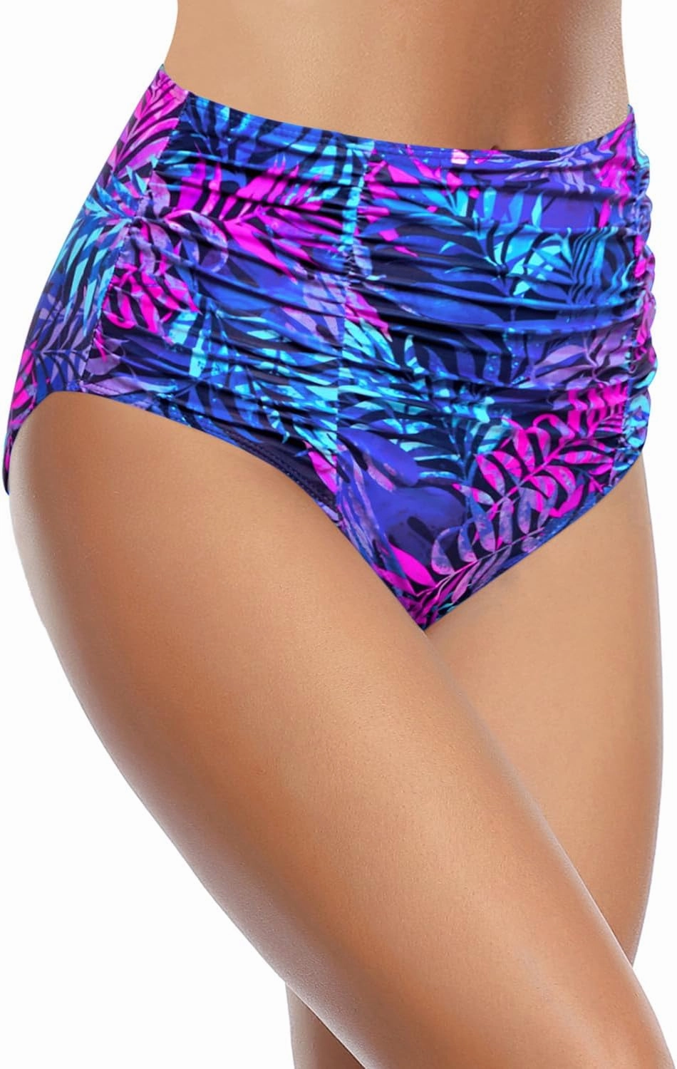 Holipick Bathing Suit Bottoms for Women - High Waisted Bikini Bottoms Ruched Tummy Control Swimsuit Bottom