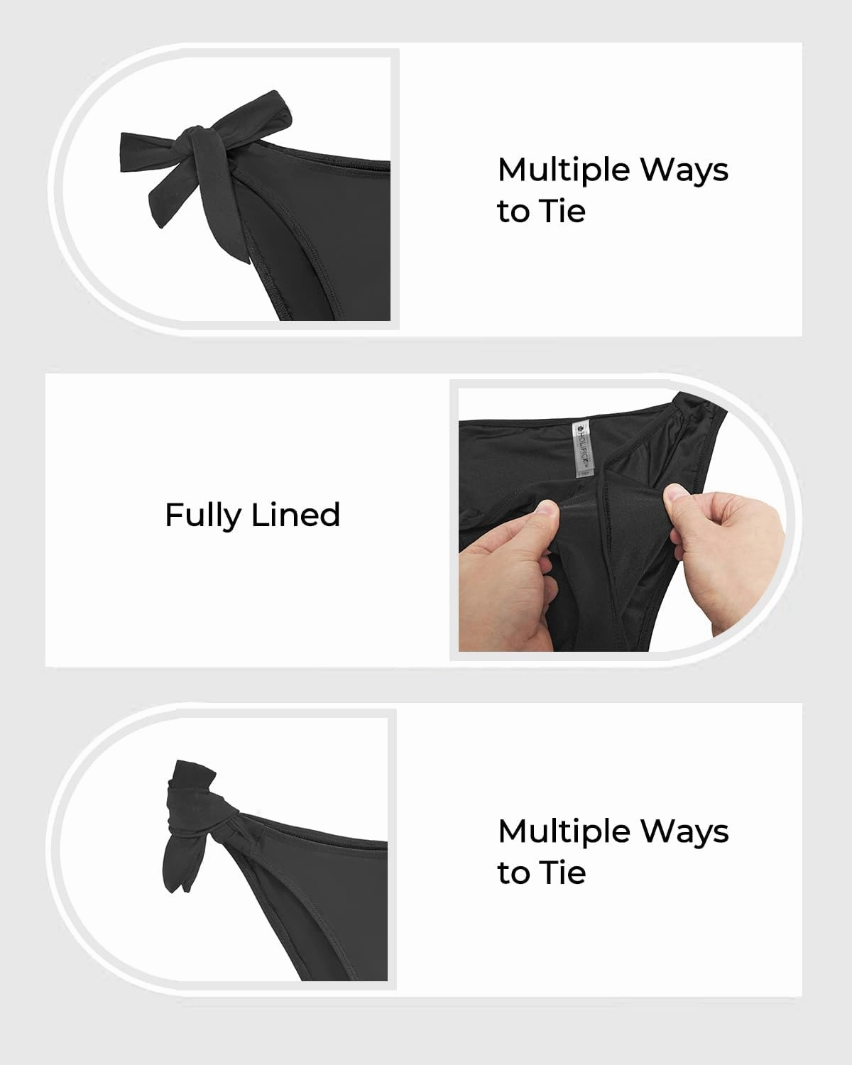 Holipick Bikini Bottoms for Women String Swim Bottom Adjustable Side Tie Bikini Bottom Low Rise Swimsuit Bottom