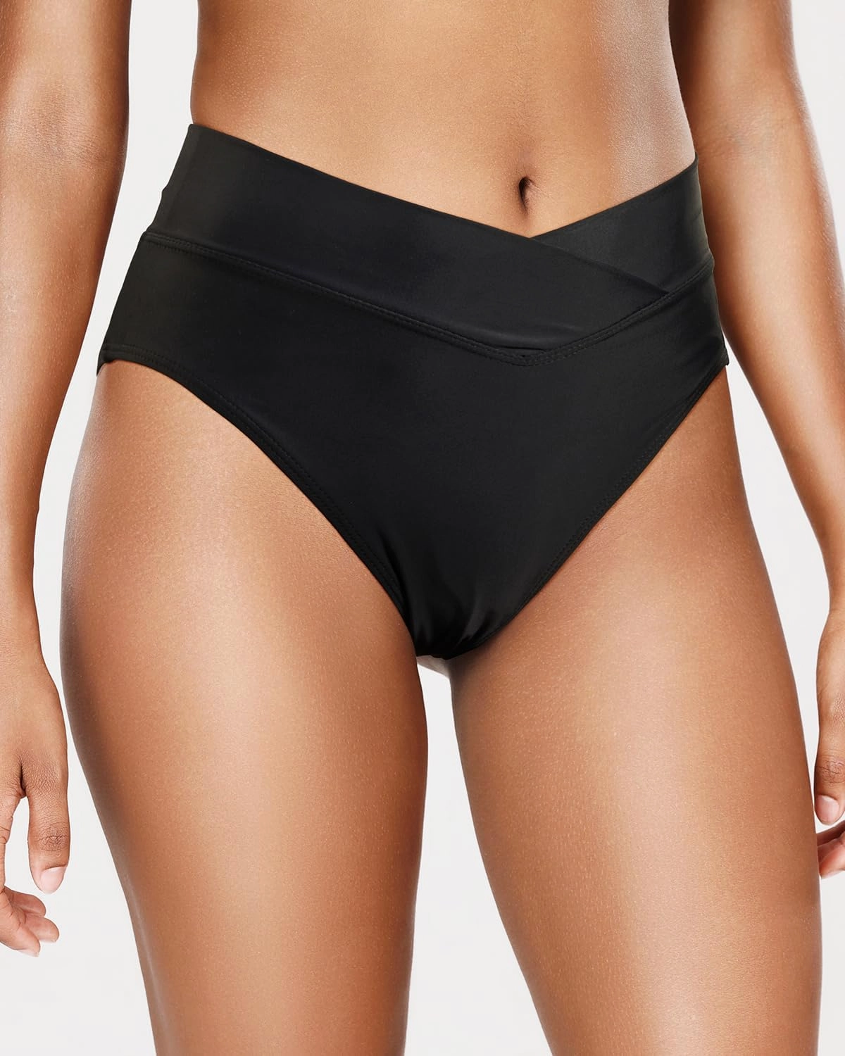 Holipick High Waisted Bikini Bottoms - V Cut Bathing Suit Bottom Moderate Coverage Swim Bottom