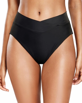 Holipick High Waisted Bikini Bottoms - V Cut Bathing Suit Bottom Moderate Coverage Swim Bottom