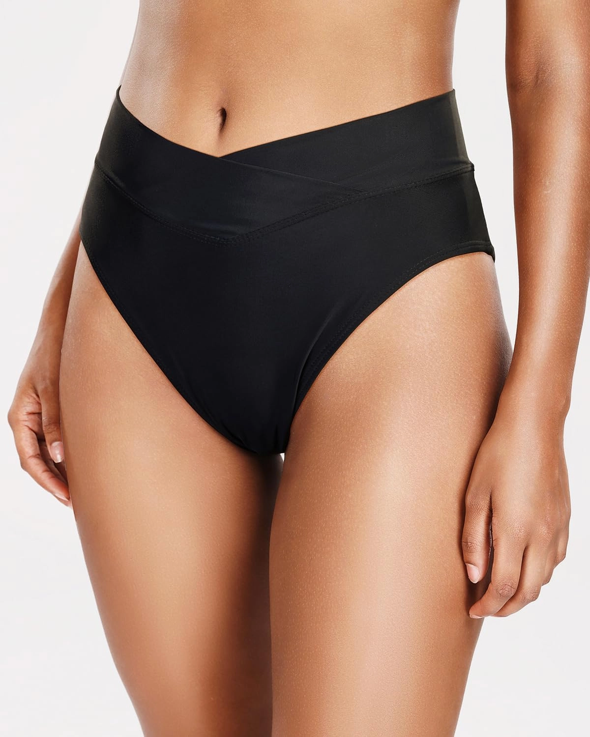 Holipick High Waisted Bikini Bottoms - V Cut Bathing Suit Bottom Moderate Coverage Swim Bottom