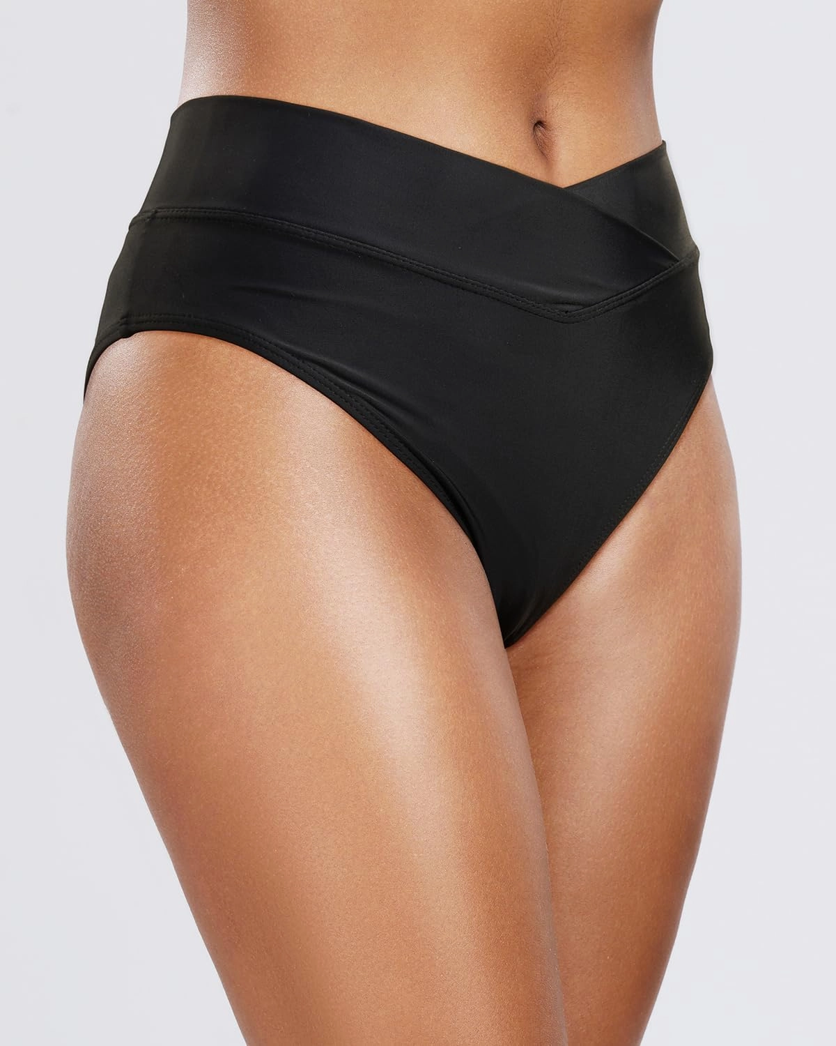 Holipick High Waisted Bikini Bottoms - V Cut Bathing Suit Bottom Moderate Coverage Swim Bottom