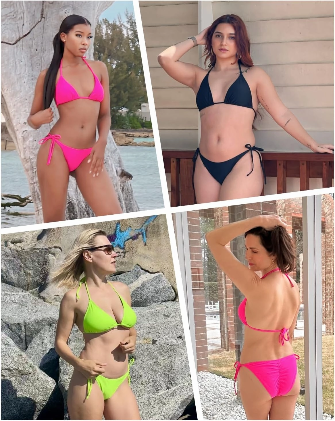 Holipick Two Piece Triangle Bikini Sets for Women String Bathing Suit Halter Top with Side Tie Bikini Bottom