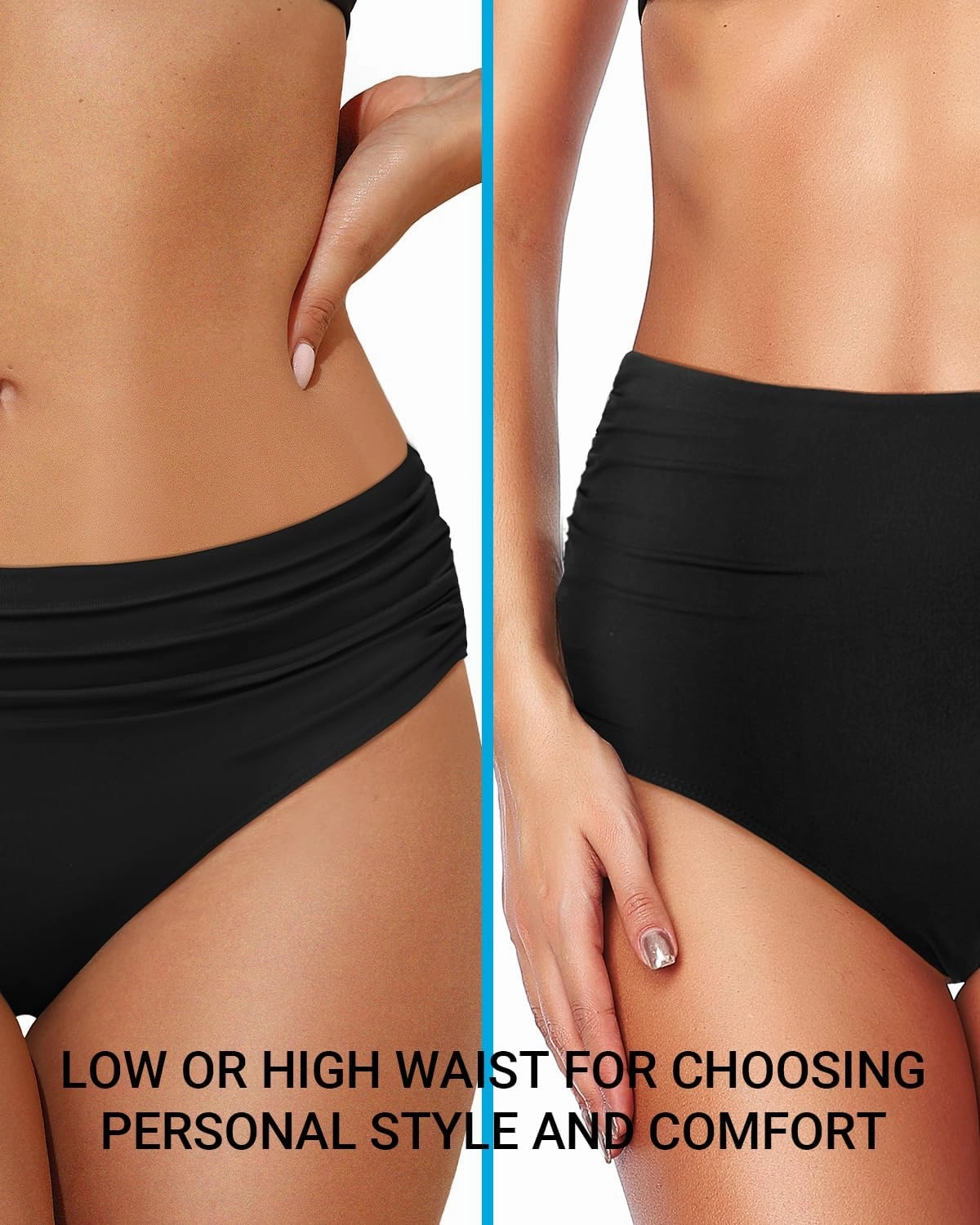 Holipick Women High Waisted Bikini Bottom Full Coverage Bikini Bottom Tummy Control Swim Bottom