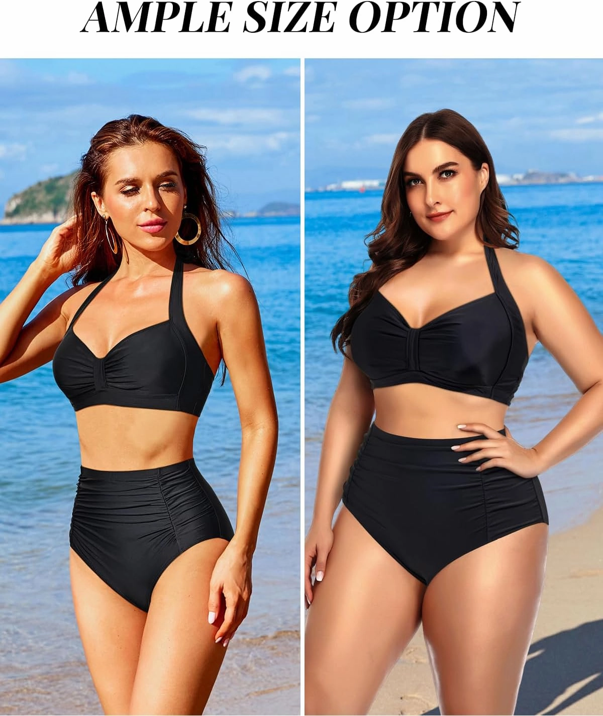 Holipick Women High Waisted Bikini Set Two Piece Swimsuit Tummy Control Bathing Suit Vintage Halter Swimwear
