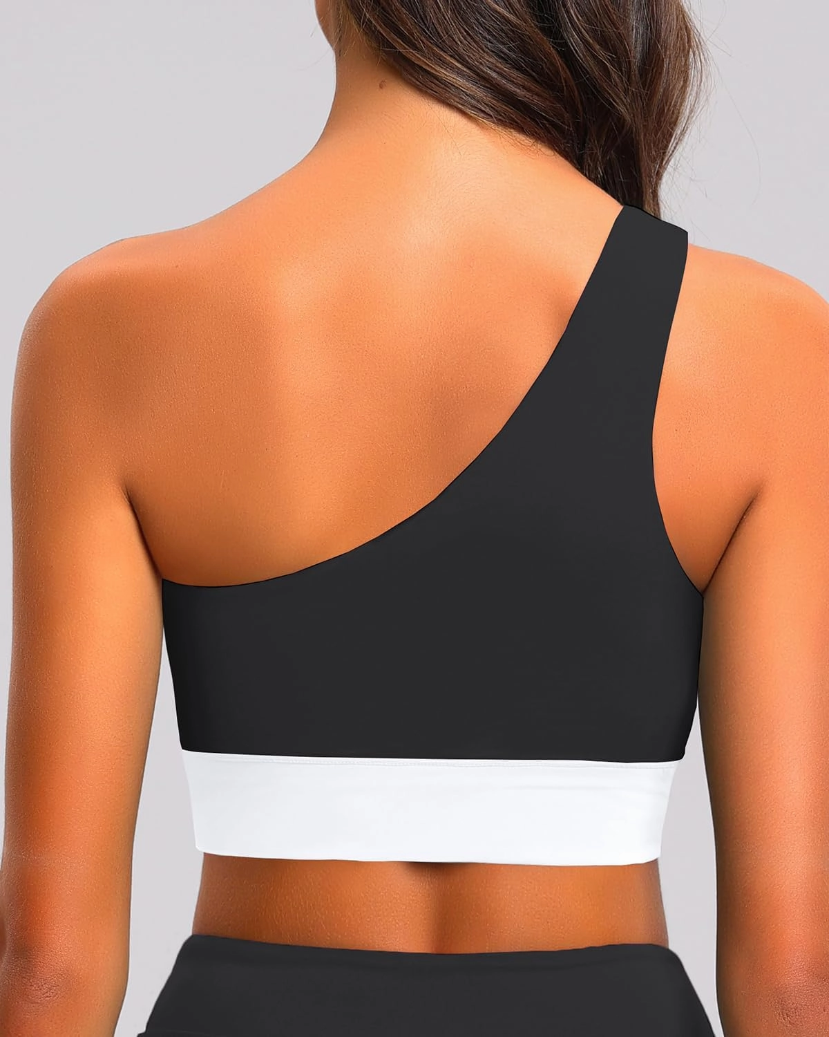 Holipick Women One Shoulder Bikini Tops Only Bathing Suit Top Sports Bra Swim Tops Longline Crop Top for Teen Girls