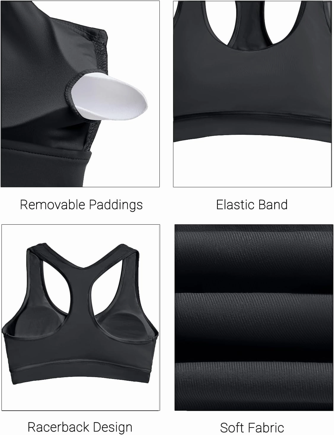 Holipick Women's Sports Bra Bikini Tops Racerback Swim Top Scoop Neck Bathing Suits Top Modest Padded Crop Tops Swimsuit Only