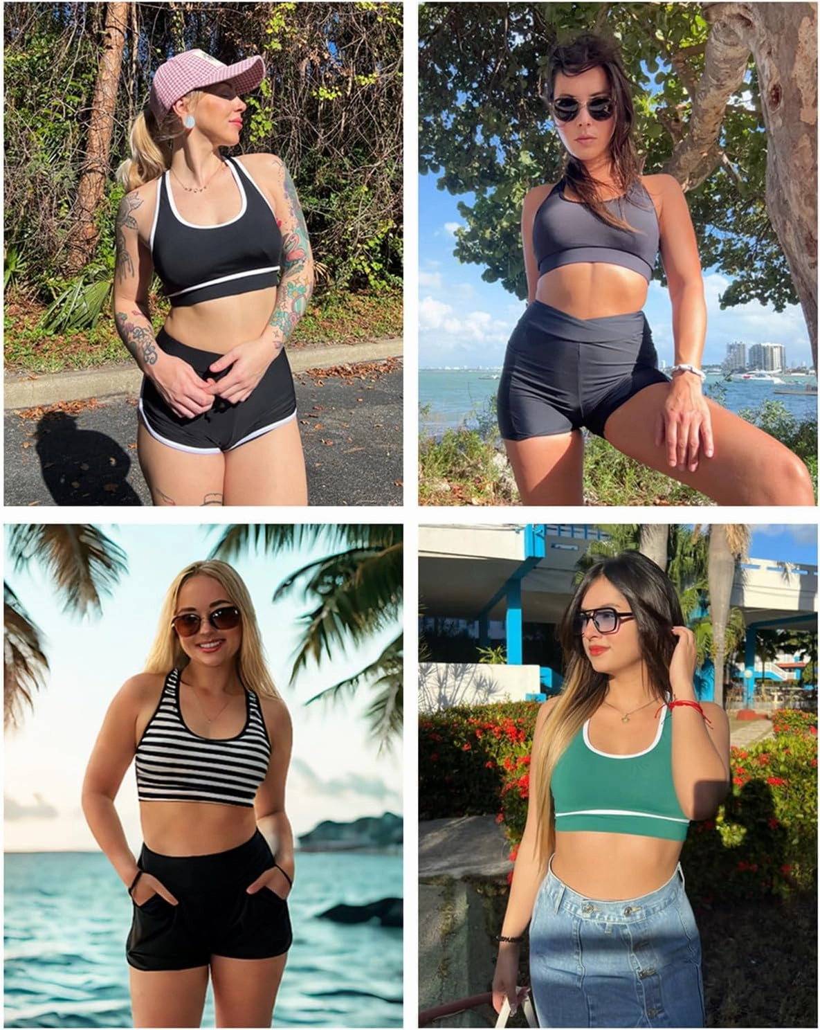 Holipick Women's Sports Bra Bikini Tops Racerback Swim Top Scoop Neck Bathing Suits Top Modest Padded Crop Tops Swimsuit Only