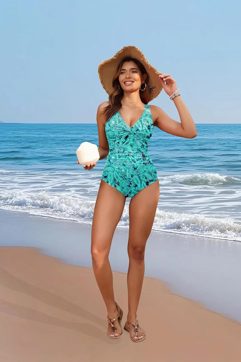 Holipick Women Tummy Control One Piece Swimsuit - Push Up Bathing Suit Full Coverage Slimming Swimwear