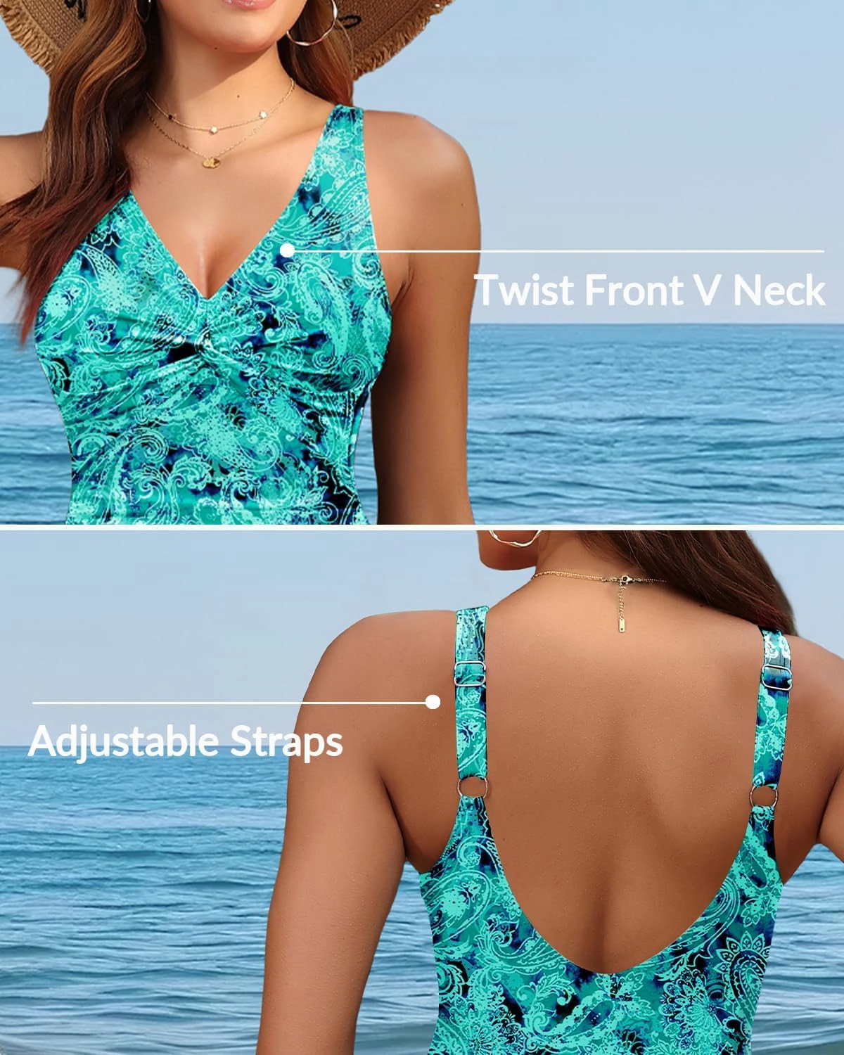 Holipick Women Tummy Control One Piece Swimsuit - Push Up Bathing Suit Full Coverage Slimming Swimwear