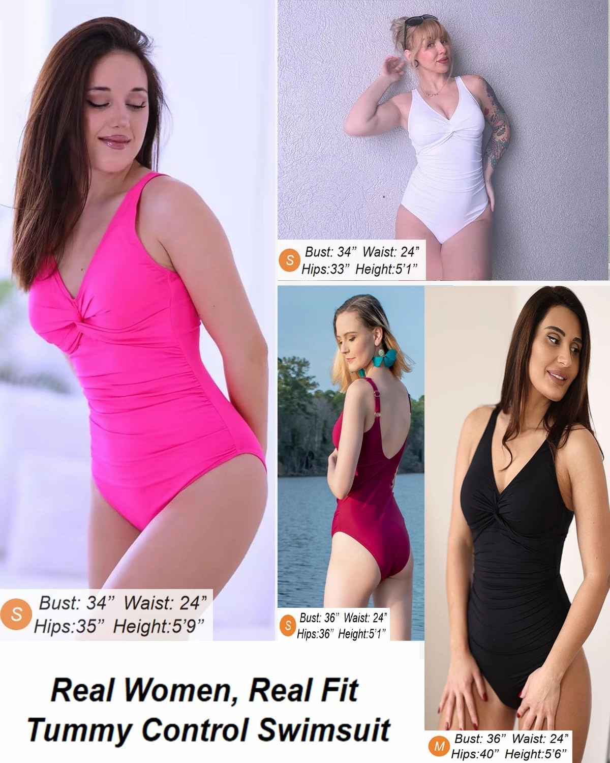 Holipick Women Tummy Control One Piece Swimsuit - Push Up Bathing Suit Full Coverage Slimming Swimwear