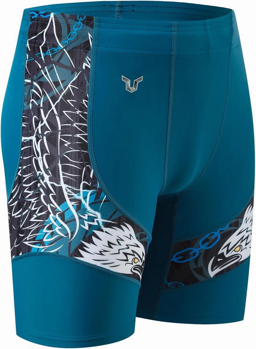 HUGE SPORTS Men's Rash Guard Swim Shorts Compression Swimming Jammer Cool Dry Active Swimsuit Workout Shorts Sports Tights