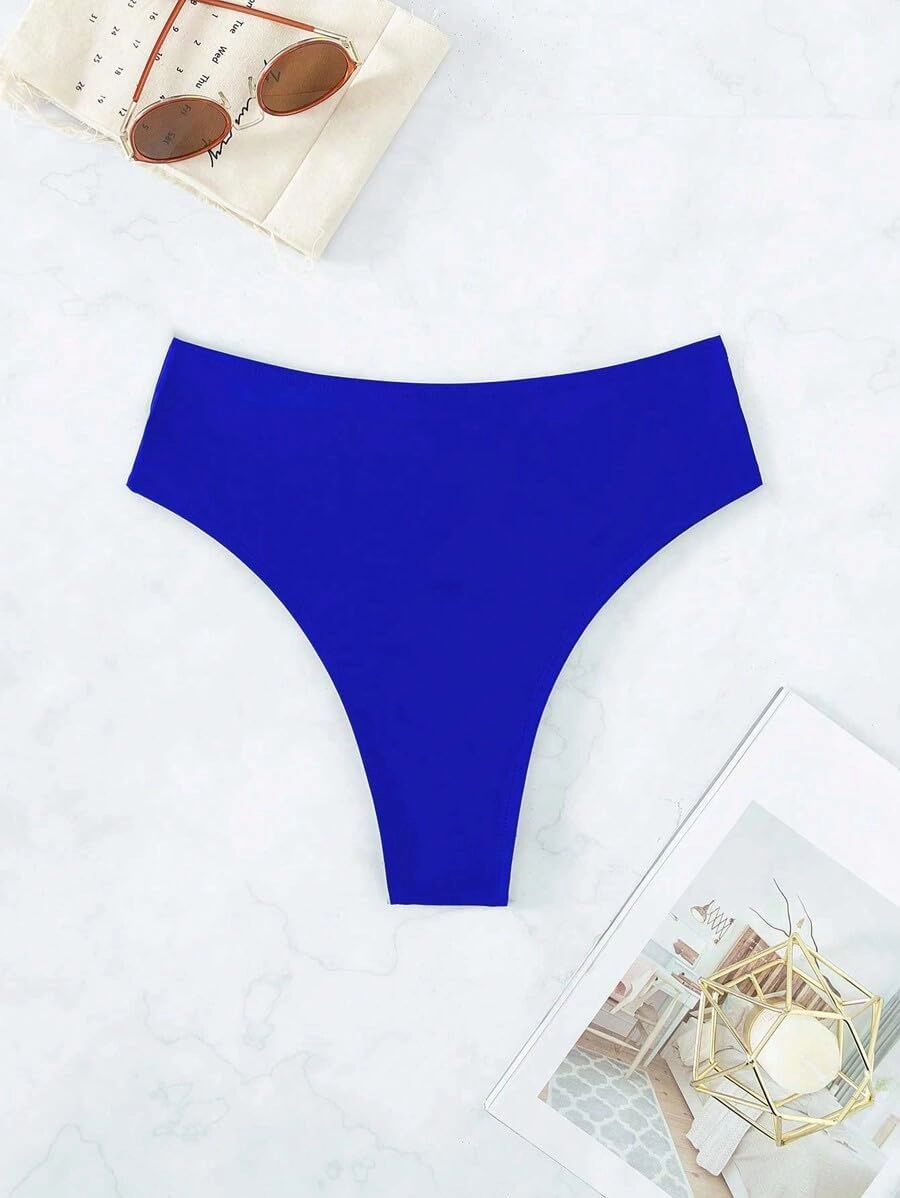 HYTENSUN Women's Cheeky V Cut Back High Waisted Bikini Bottom Cross Criss Swimsuit Bottoms