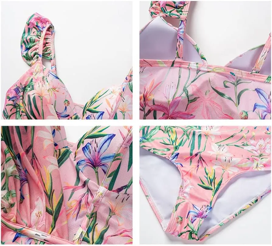 IBAKOM One Piece Swimsuit for Women with Matching Swim Long Skirt Sexy Push Up Bathing Suits Two Pieces Bikini Set
