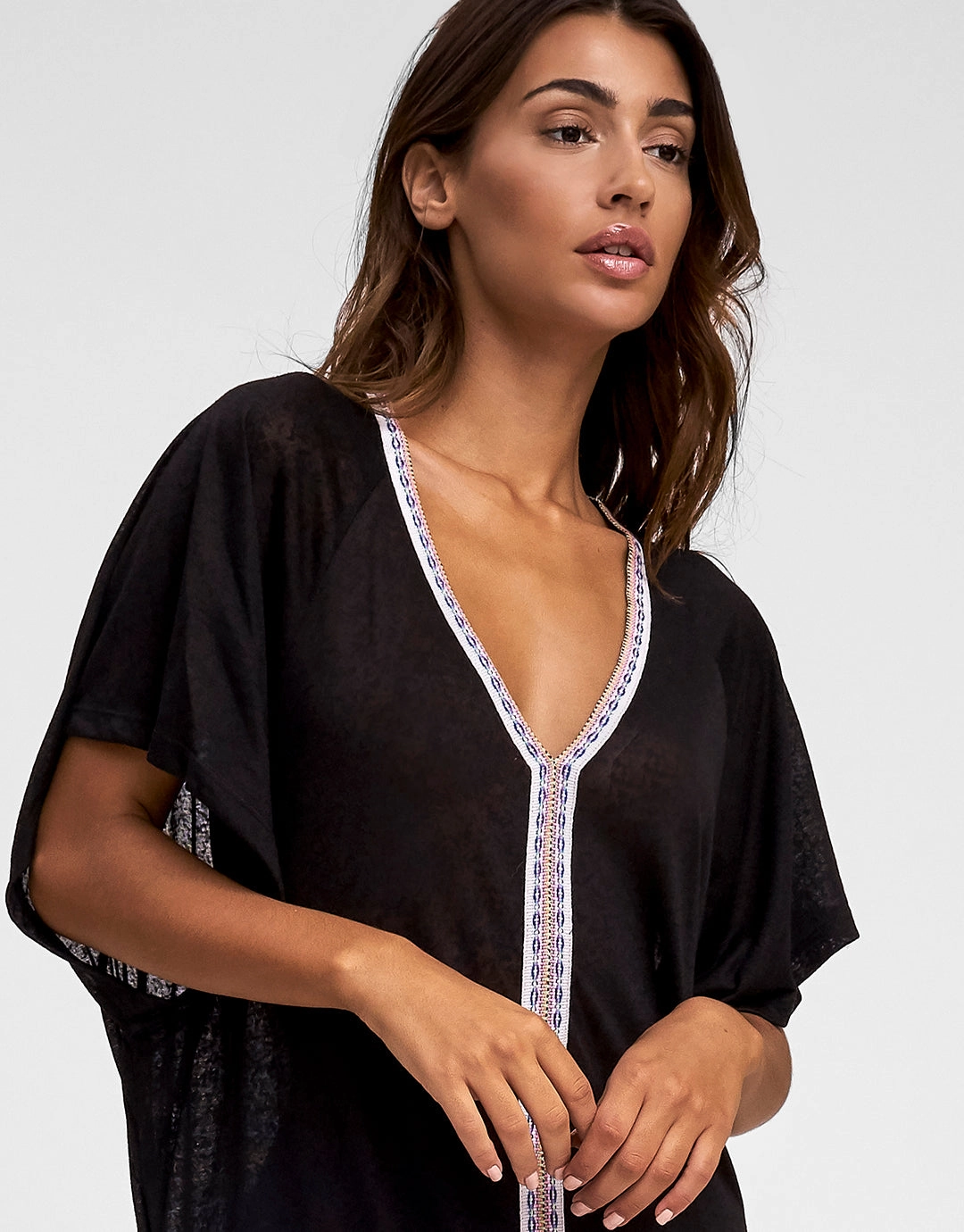 Inca Abaya Dress - Black and White