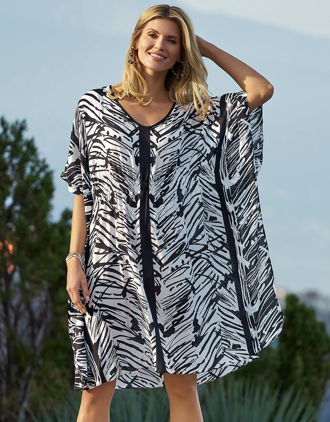 Ink Art Kaftan - Black and White
