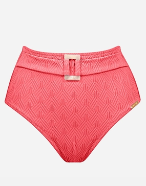 Island Nostalgia Belted High Waist Bikini Pant - Ocean Coral