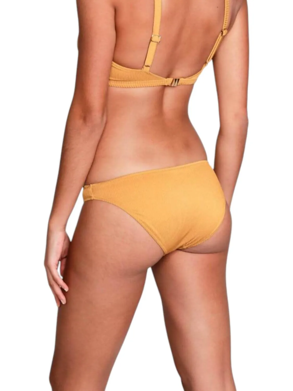 Jenna Brief Bikini Bottom In Ribbed Gold