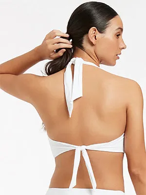 Jetset D DD U Trim Halter Bikini Top - White
