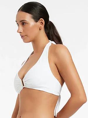 Jetset D DD U Trim Halter Bikini Top - White