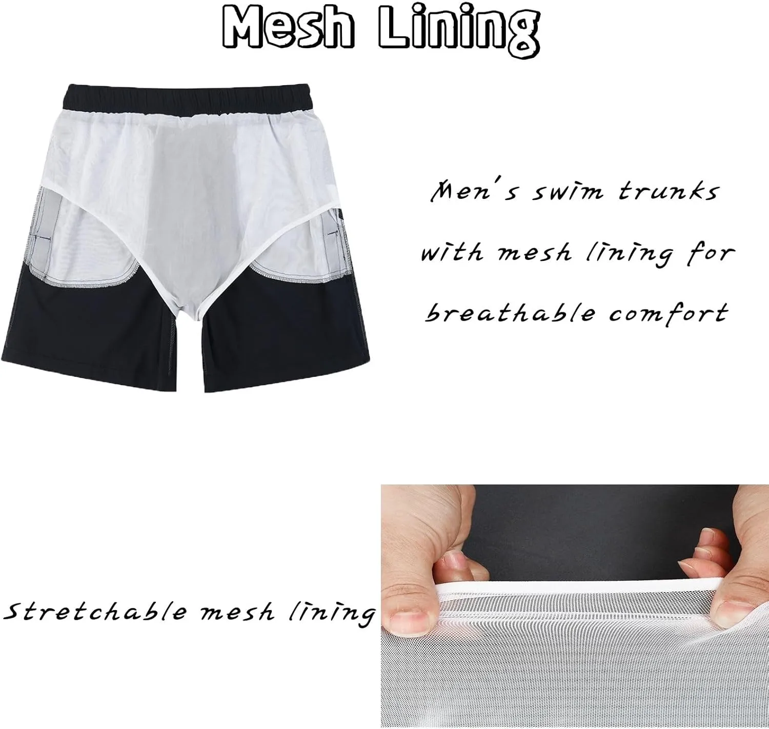 JOYSON Mens Swim Trunks Quick Dry Swim Shorts with Mesh Lining Solid Color Swimwear Bathing Suits