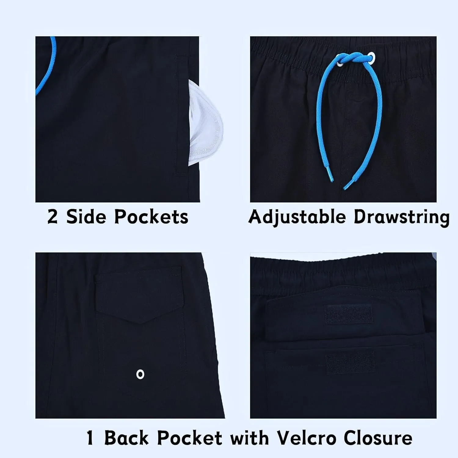 JOYSON Mens Swim Trunks Quick Dry Swim Shorts with Mesh Lining Solid Color Swimwear Bathing Suits