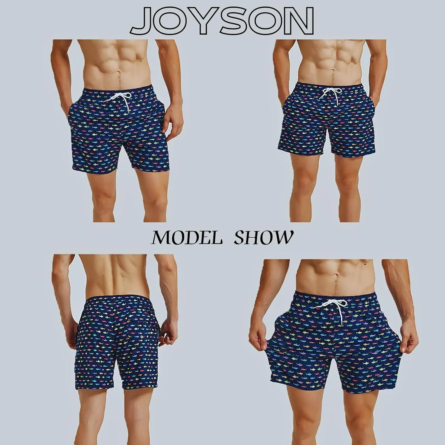 JOYSON Mens Swim Trunks Quick Dry Swim Shorts with Mesh Lining Solid Color Swimwear Bathing Suits