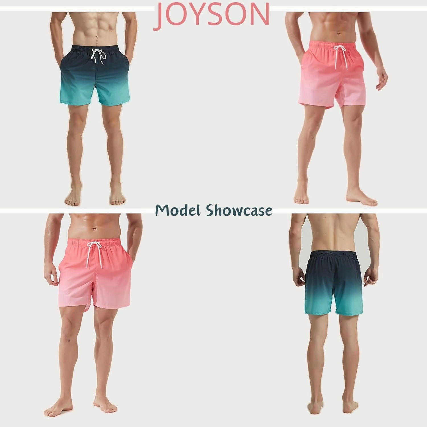 JOYSON Mens Swim Trunks Quick Dry 5 Inch Swim Shorts Bathing Suits with Mesh Lining Pockets