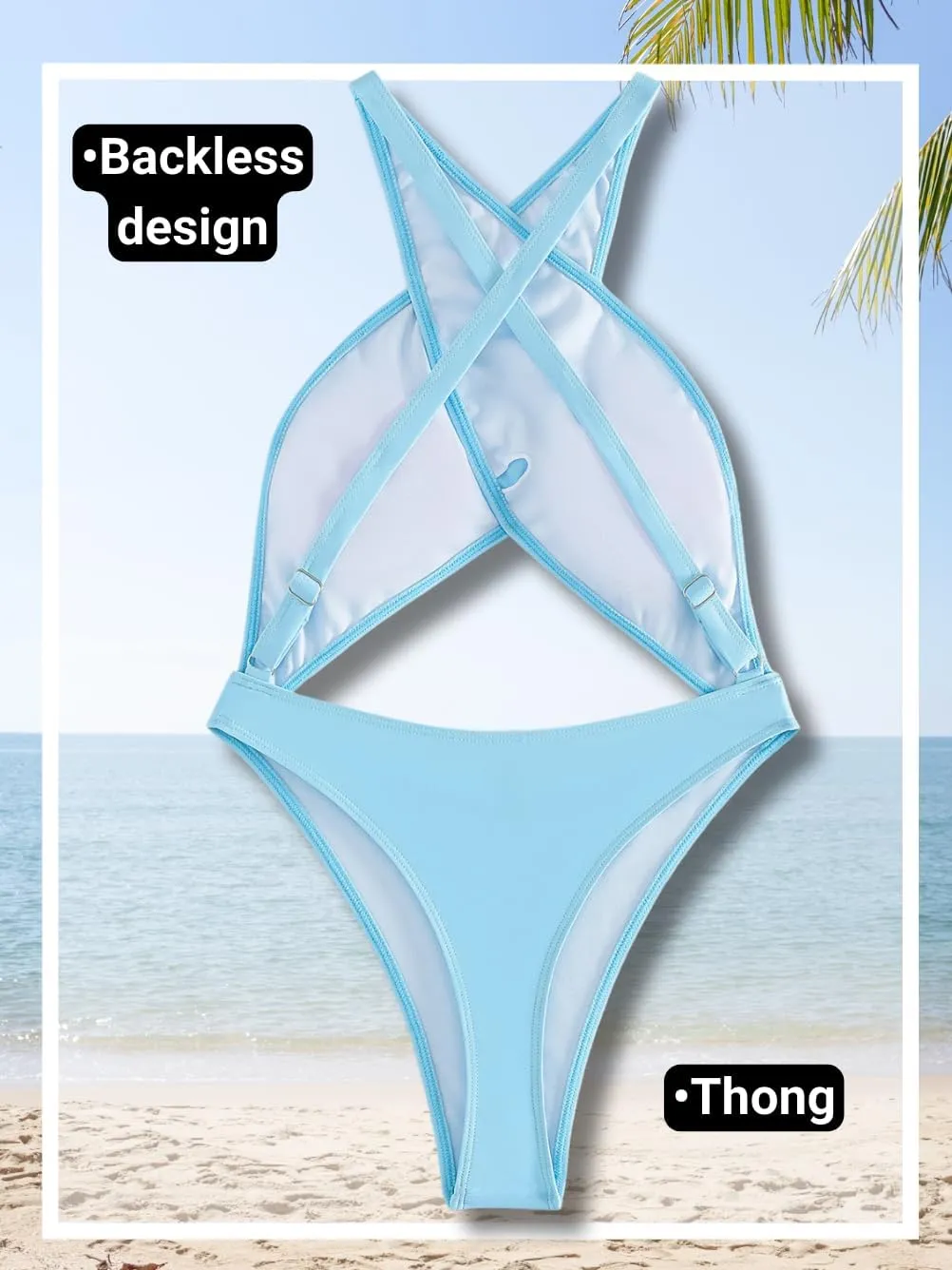 Kaei&Shi Sexy One Piece Swimsuit for Women,Cut Out Criss Cross Bathing Suit,Thong Monokini Swimsuits