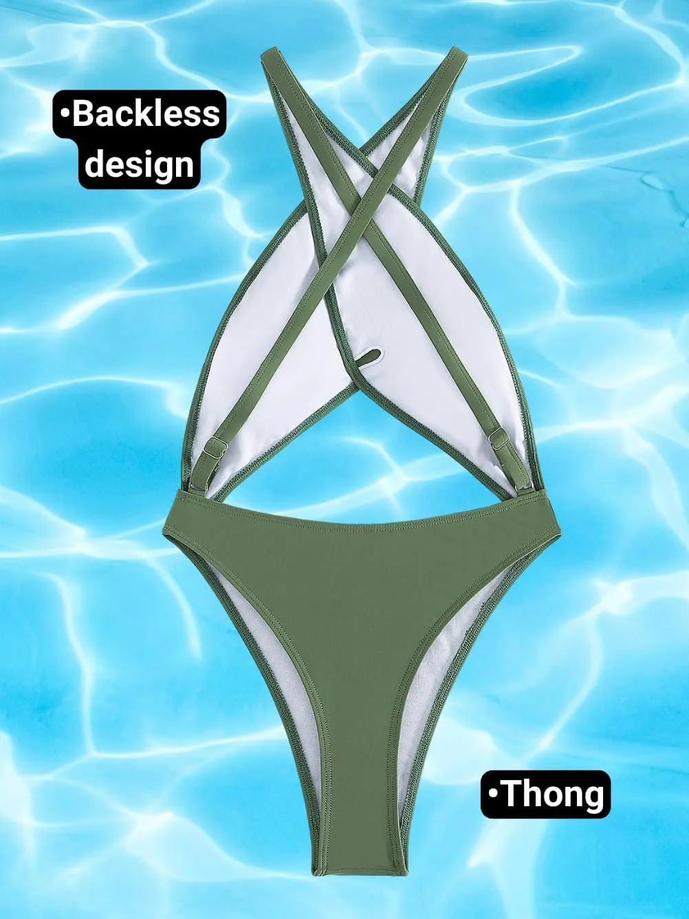 Kaei&Shi Sexy One Piece Swimsuit for Women,Cut Out Criss Cross Bathing Suit,Thong Monokini Swimsuits