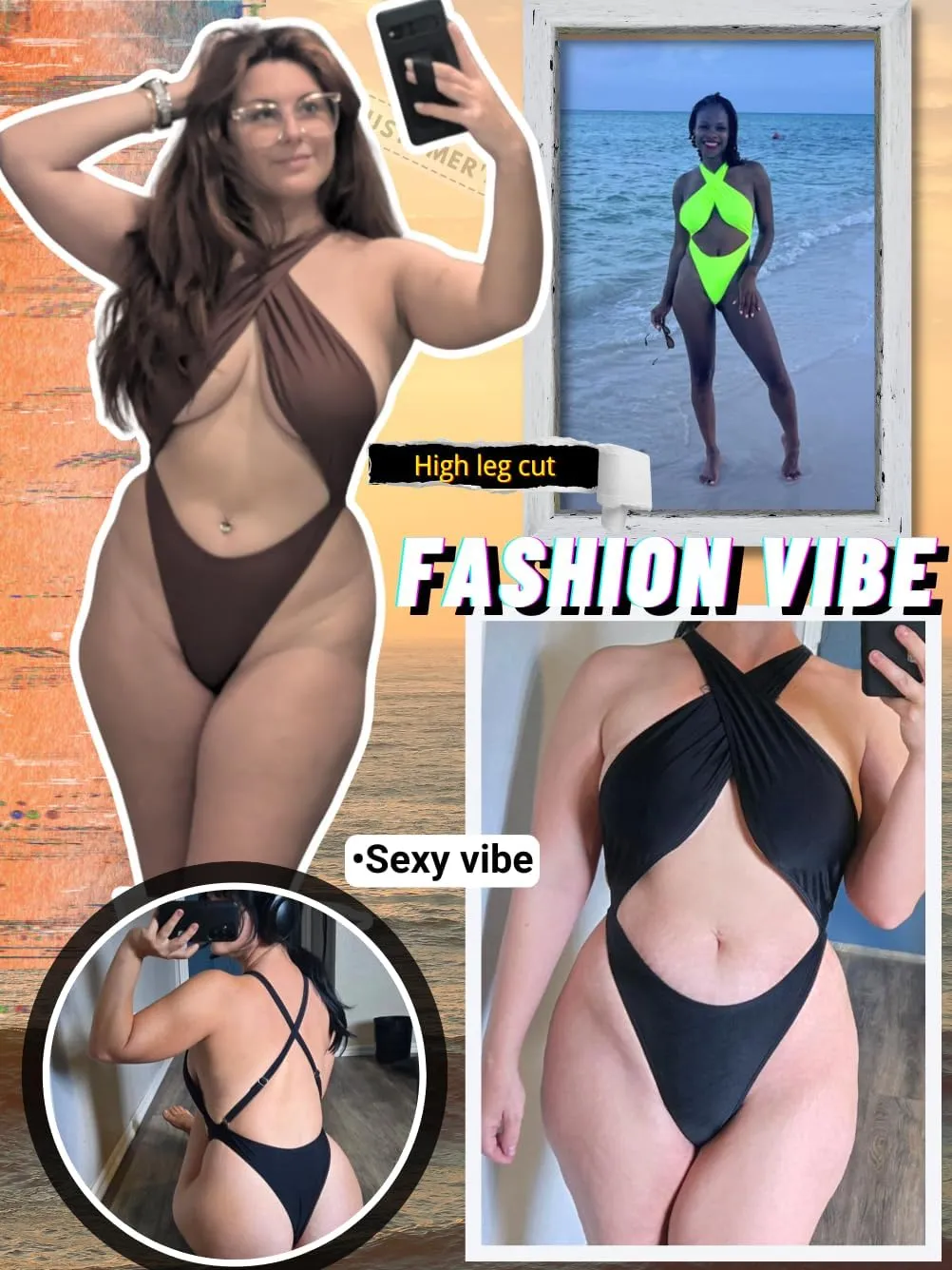 Kaei&Shi Sexy One Piece Swimsuit for Women,Cut Out Criss Cross Bathing Suit,Thong Monokini Swimsuits